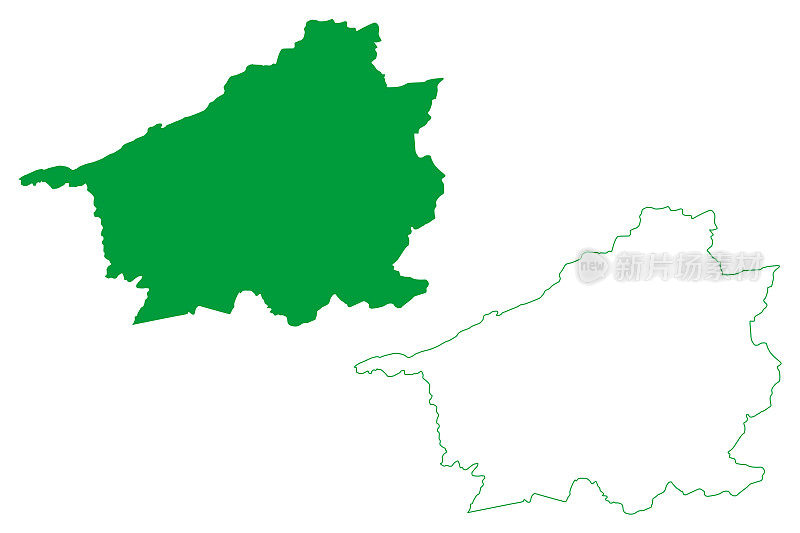 卡里乌斯市(Ceará state, municipality of Brazil, federal Republic of Brazil)地图矢量插图，涂鸦草图Cariús地图